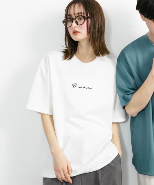SENSE OF PLACE by URBAN RESEARCH/センスオブプレイス バイ アーバンリサーチ シシュウポンチショートスリーブTシャツ WHT×BLK L SENSE OF PLACE by URBAN RESEARCH/センスオブプレイス バイ アーバンリサーチ シシュウポンチショートスリーブTシャツ WHT×BLK L