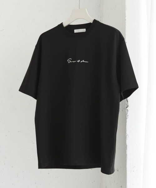 SENSE OF PLACE by URBAN RESEARCH/センスオブプレイス バイ アーバンリサーチ シシュウポンチショートスリーブTシャツ BLK×WHT M SENSE OF PLACE by URBAN RESEARCH/センスオブプレイス バイ アーバンリサーチ シシュウポンチショートスリーブTシャツ BLK×WHT M