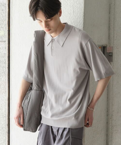 SENSE OF PLACE by URBAN RESEARCH/センスオブプレイス バイ アーバンリサーチ ストレッチニットポロショートスリーブTシャツ L. GRAY L SENSE OF PLACE by URBAN RESEARCH/センスオブプレイス バイ アーバンリサーチ ストレッチニットポロショートスリーブTシャツ L. GRAY L