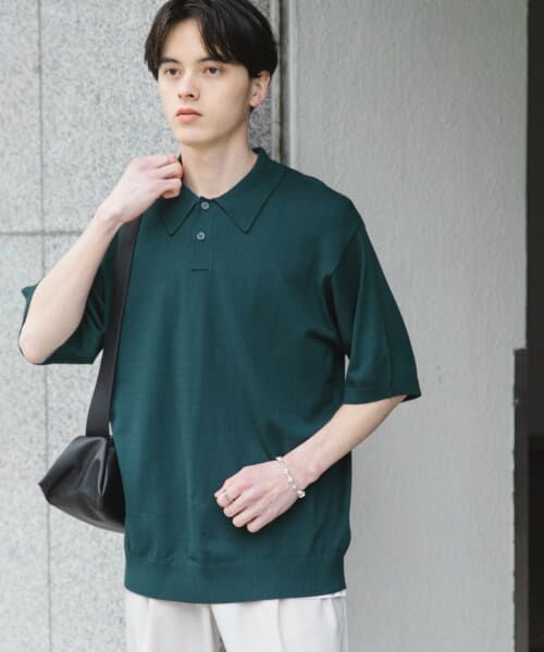 SENSE OF PLACE by URBAN RESEARCH/センスオブプレイス バイ アーバンリサーチ ストレッチニットポロショートスリーブTシャツ GREEN L SENSE OF PLACE by URBAN RESEARCH/センスオブプレイス バイ アーバンリサーチ ストレッチニットポロショートスリーブTシャツ GREEN L