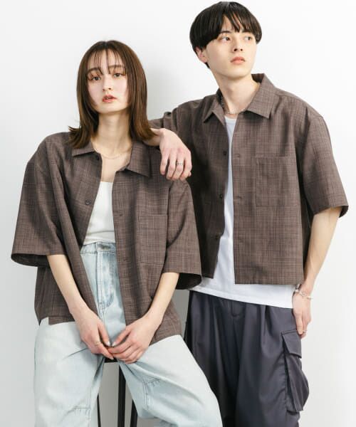 SENSE OF PLACE by URBAN RESEARCH/センスオブプレイス バイ アーバンリサーチ 『ユニセックス』『接触冷感/吸水速乾/イージーケア』リネンライクボクシーショートスリーブシャツ BROWN L SENSE OF PLACE by URBAN RESEARCH/センスオブプレイス バイ アーバンリサーチ 『ユニセックス』『接触冷感/吸水速乾/イージーケア』リネンライクボクシーショートスリーブシャツ BROWN L