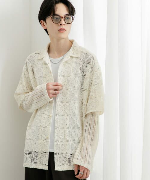 SENSE OF PLACE by URBAN RESEARCH/センスオブプレイス バイ アーバンリサーチ レースフェイクレイヤードロングスリーブシャツ IVORY M SENSE OF PLACE by URBAN RESEARCH/センスオブプレイス バイ アーバンリサーチ レースフェイクレイヤードロングスリーブシャツ IVORY M