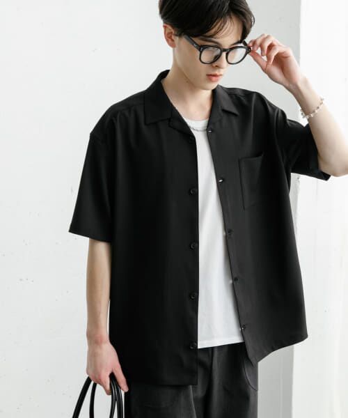 SENSE OF PLACE by URBAN RESEARCH/センスオブプレイス バイ アーバンリサーチ 『ユニセックス』オープンカラールーズショートスリーブシャツ BLACK L SENSE OF PLACE by URBAN RESEARCH/センスオブプレイス バイ アーバンリサーチ 『ユニセックス』オープンカラールーズショートスリーブシャツ BLACK L