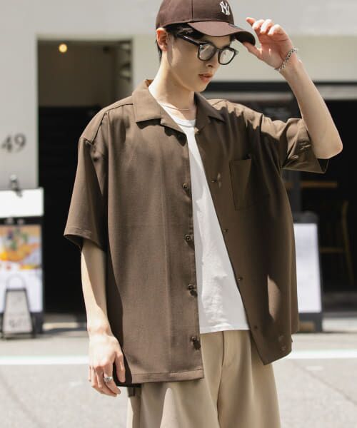SENSE OF PLACE by URBAN RESEARCH/センスオブプレイス バイ アーバンリサーチ 『ユニセックス』オープンカラールーズショートスリーブシャツ BROWN S SENSE OF PLACE by URBAN RESEARCH/センスオブプレイス バイ アーバンリサーチ 『ユニセックス』オープンカラールーズショートスリーブシャツ BROWN S