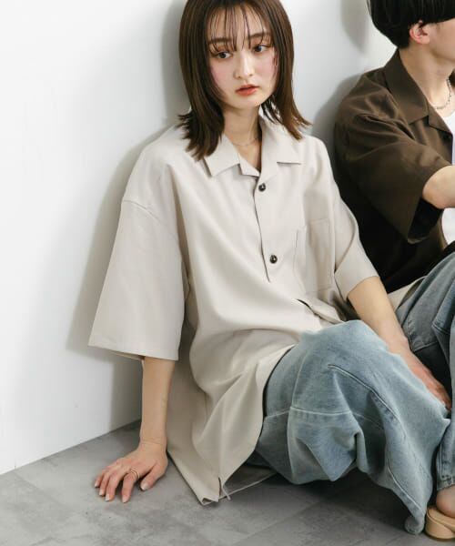 SENSE OF PLACE by URBAN RESEARCH/センスオブプレイス バイ アーバンリサーチ 『ユニセックス』オープンカラールーズショートスリーブシャツ GREIGE M SENSE OF PLACE by URBAN RESEARCH/センスオブプレイス バイ アーバンリサーチ 『ユニセックス』オープンカラールーズショートスリーブシャツ GREIGE M