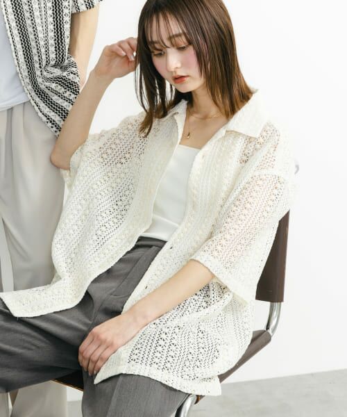 SENSE OF PLACE by URBAN RESEARCH/センスオブプレイス バイ アーバンリサーチ 『ユニセックス』アソートレースオープンカラーショートスリーブシャツ IVORY L SENSE OF PLACE by URBAN RESEARCH/センスオブプレイス バイ アーバンリサーチ 『ユニセックス』アソートレースオープンカラーショートスリーブシャツ IVORY L