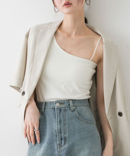SENSE OF PLACE by URBAN RESEARCH/センスオブプレイス バイ アーバンリサーチ カップツキワンショルダータンクトップ WHITE one SENSE OF PLACE by URBAN RESEARCH/センスオブプレイス バイ アーバンリサーチ カップツキワンショルダータンクトップ WHITE one