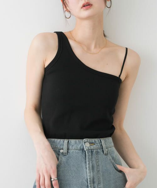 SENSE OF PLACE by URBAN RESEARCH/センスオブプレイス バイ アーバンリサーチ カップツキワンショルダータンクトップ BLACK one SENSE OF PLACE by URBAN RESEARCH/センスオブプレイス バイ アーバンリサーチ カップツキワンショルダータンクトップ BLACK one