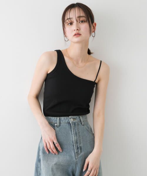 ワンショルダー タンクトップ カップ付きワンショルダータンクトップ（タンクトップ）｜OUR