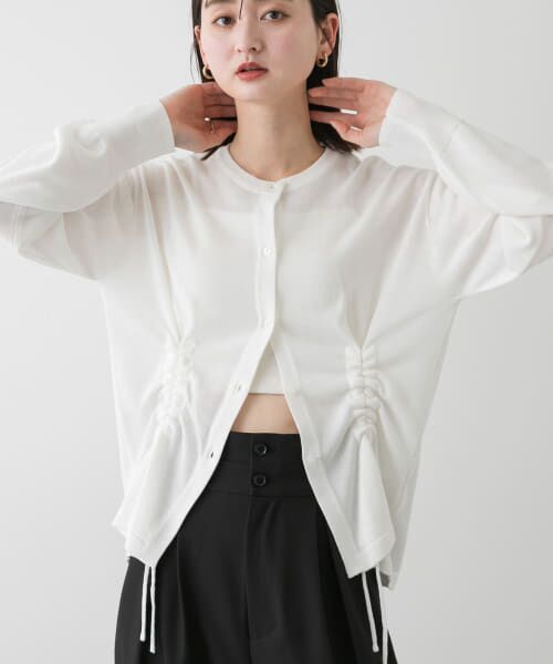 SENSE OF PLACE by URBAN RESEARCH/センスオブプレイス バイ アーバンリサーチ ドロストシャーリングカーディガン OFF WHITE one SENSE OF PLACE by URBAN RESEARCH/センスオブプレイス バイ アーバンリサーチ ドロストシャーリングカーディガン OFF WHITE one