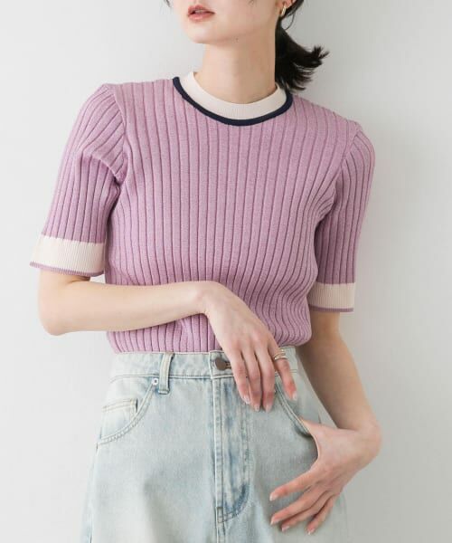 【WEB限定】バイカラーニット≪手洗い可能≫ セール】 『WEB限定』バイカラーコンパクトセーター(5分袖