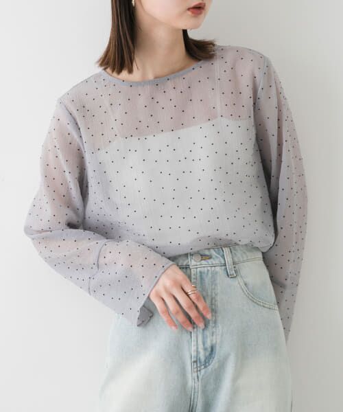 SENSE OF PLACE by URBAN RESEARCH/センスオブプレイス バイ アーバンリサーチ フロッキードットシアーブラウス L.BLU×BLK one SENSE OF PLACE by URBAN RESEARCH/センスオブプレイス バイ アーバンリサーチ フロッキードットシアーブラウス L.BLU×BLK one