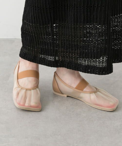 SENSE OF PLACE by URBAN RESEARCH/センスオブプレイス バイ アーバンリサーチ オブリークトゥメッシュフラットシューズ BEIGE M SENSE OF PLACE by URBAN RESEARCH/センスオブプレイス バイ アーバンリサーチ オブリークトゥメッシュフラットシューズ BEIGE M