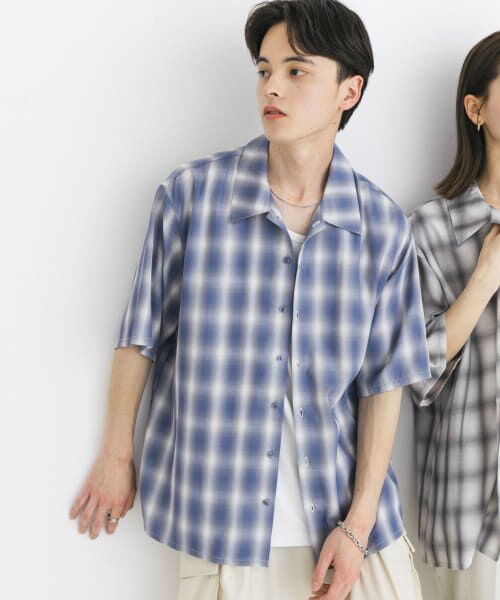 SENSE OF PLACE by URBAN RESEARCH/センスオブプレイス バイ アーバンリサーチ オンブレーチェックショートスリーブシャツ BLUE M SENSE OF PLACE by URBAN RESEARCH/センスオブプレイス バイ アーバンリサーチ オンブレーチェックショートスリーブシャツ BLUE M
