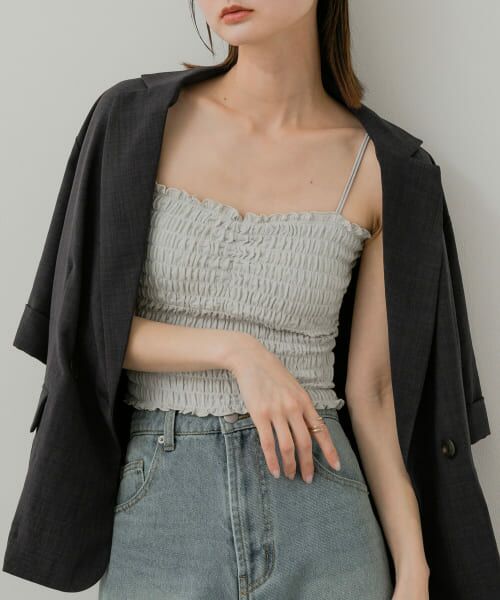 SENSE OF PLACE by URBAN RESEARCH/センスオブプレイス バイ アーバンリサーチ ラメシャーリングカップツキキャミソール L.GRY one SENSE OF PLACE by URBAN RESEARCH/センスオブプレイス バイ アーバンリサーチ ラメシャーリングカップツキキャミソール L.GRY one