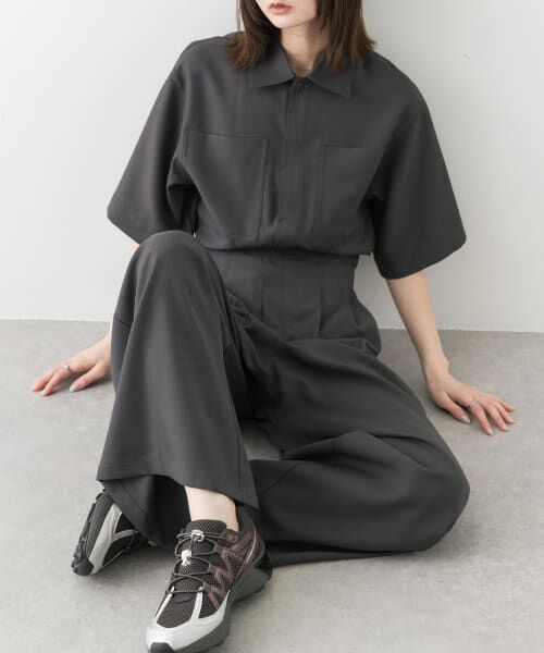 SENSE OF PLACE by URBAN RESEARCH/センスオブプレイス バイ アーバンリサーチ ハーフスリーブジャンプスーツ CHARCOAL M SENSE OF PLACE by URBAN RESEARCH/センスオブプレイス バイ アーバンリサーチ ハーフスリーブジャンプスーツ CHARCOAL M