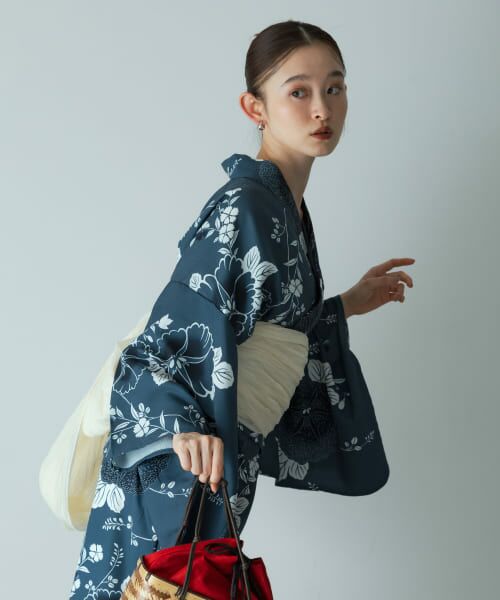 浴衣3点セットワンピース(変織紅梅) （着物・浴衣・小物類