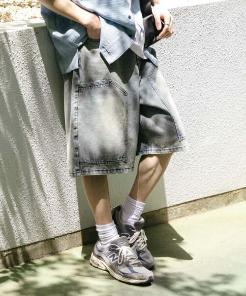 定番の中古商品 セール】 （ショート・ハーフ ダブルニーワイドデニムショーツ パンツ