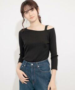 SENSE OF PLACE by URBAN RESEARCH / センスオブプレイス バイ アーバンリサーチ Tシャツ | アシメネックリブトップ(7分袖)