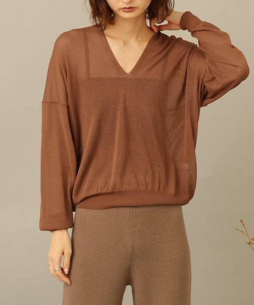 SENSE OF PLACE by URBAN RESEARCH/センスオブプレイス バイ アーバンリサーチ Vネックルーズシアーセーター ブラウン FREE SENSE OF PLACE by URBAN RESEARCH/センスオブプレイス バイ アーバンリサーチ Vネックルーズシアーセーター ブラウン FREE