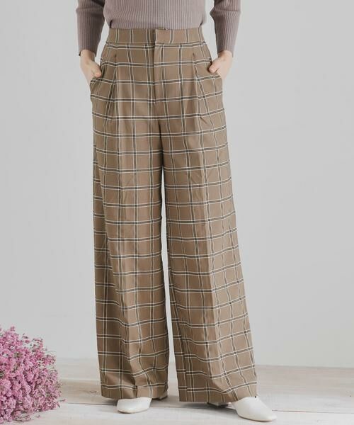 SENSE OF PLACE by URBAN RESEARCH / センスオブプレイス バイ アーバンリサーチ その他パンツ | チェックワイドパンツ(ブラウン系その他)
