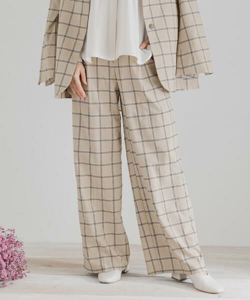 SENSE OF PLACE by URBAN RESEARCH / センスオブプレイス バイ アーバンリサーチ その他パンツ | チェックワイドパンツ(ベージュ系その他)