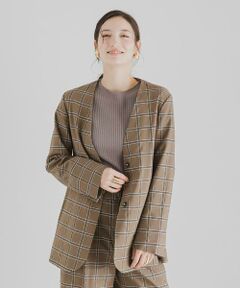 SENSE OF PLACE by URBAN RESEARCH / センスオブプレイス バイ アーバンリサーチ ノーカラージャケット | チェックノーカラージャケット