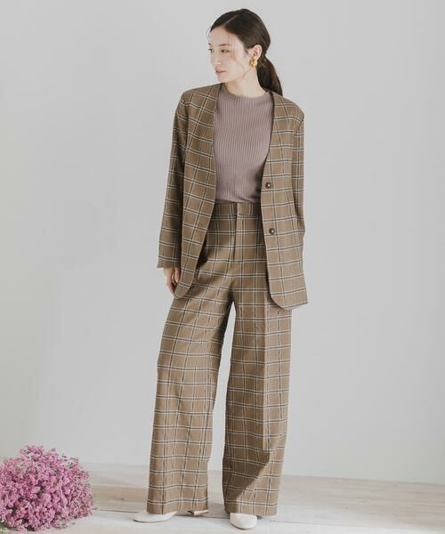 SENSE OF PLACE by URBAN RESEARCH / センスオブプレイス バイ アーバンリサーチ ノーカラージャケット | チェックノーカラージャケット | 詳細1