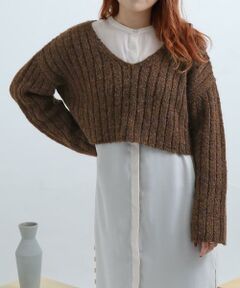 SENSE OF PLACE by URBAN RESEARCH / センスオブプレイス バイ アーバンリサーチ ニット・セーター | クロップドメランジセーター