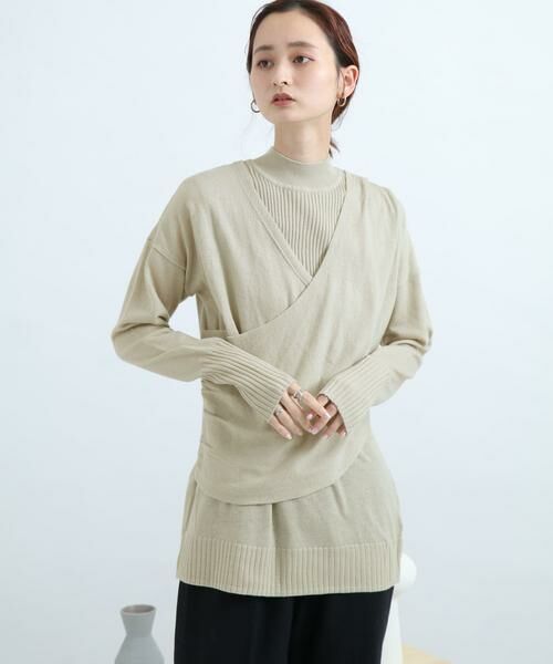SENSE OF PLACE by URBAN RESEARCH / センスオブプレイス バイ アーバンリサーチ ニット・セーター | リブハイネックカシュクールトップ | 詳細1