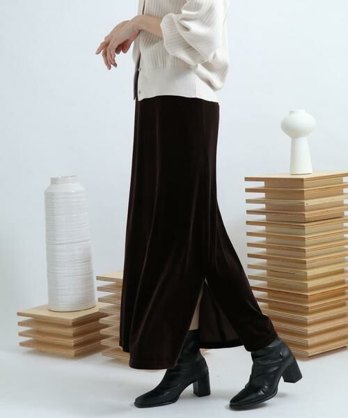 SENSE OF PLACE by URBAN RESEARCH / センスオブプレイス バイ アーバンリサーチ スカート | ロングスリットベロアナロースカート | 詳細1