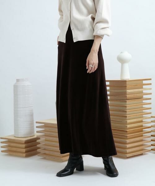 SENSE OF PLACE by URBAN RESEARCH / センスオブプレイス バイ アーバンリサーチ スカート | ロングスリットベロアナロースカート | 詳細3