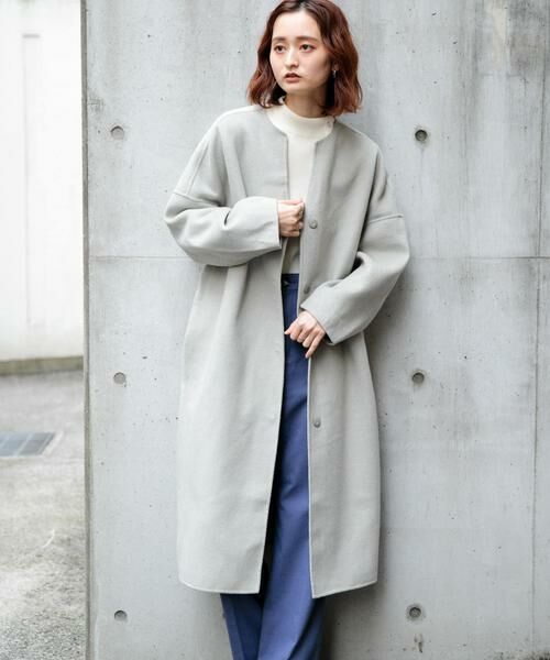 SENSE OF PLACE by URBAN RESEARCH / センスオブプレイス バイ アーバンリサーチ ノーカラージャケット | ウールリバーノーカラーコート | 詳細13
