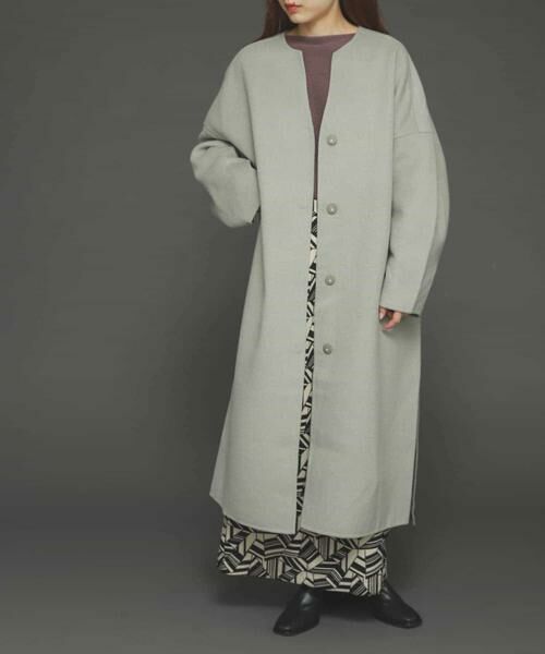 SENSE OF PLACE by URBAN RESEARCH / センスオブプレイス バイ アーバンリサーチ ノーカラージャケット | ウールリバーノーカラーコート | 詳細7