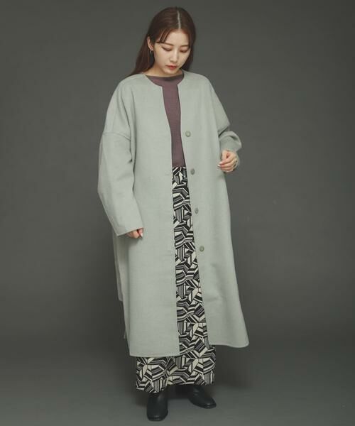 SENSE OF PLACE by URBAN RESEARCH / センスオブプレイス バイ アーバンリサーチ ノーカラージャケット | ウールリバーノーカラーコート | 詳細9