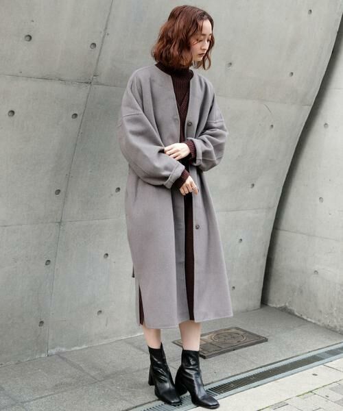 SENSE OF PLACE by URBAN RESEARCH / センスオブプレイス バイ アーバンリサーチ ノーカラージャケット | ウールリバーノーカラーコート | 詳細25