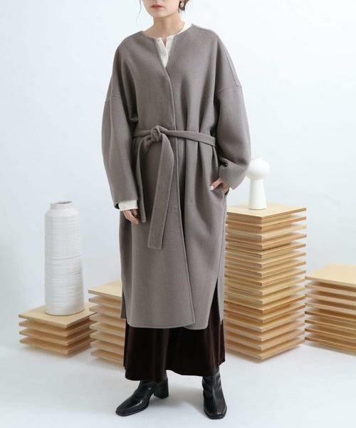 SENSE OF PLACE by URBAN RESEARCH / センスオブプレイス バイ アーバンリサーチ ノーカラージャケット | ウールリバーノーカラーコート | 詳細27