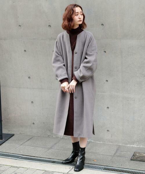 SENSE OF PLACE by URBAN RESEARCH / センスオブプレイス バイ アーバンリサーチ ノーカラージャケット | ウールリバーノーカラーコート | 詳細23