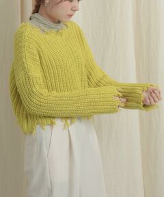 SENSE OF PLACE by URBAN RESEARCH / センスオブプレイス バイ アーバンリサーチ ニット・セーター | 2WAYダメージショートセーター