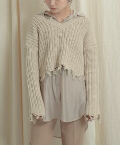 SENSE OF PLACE by URBAN RESEARCH / センスオブプレイス バイ アーバンリサーチ ニット・セーター | 2WAYダメージショートセーター