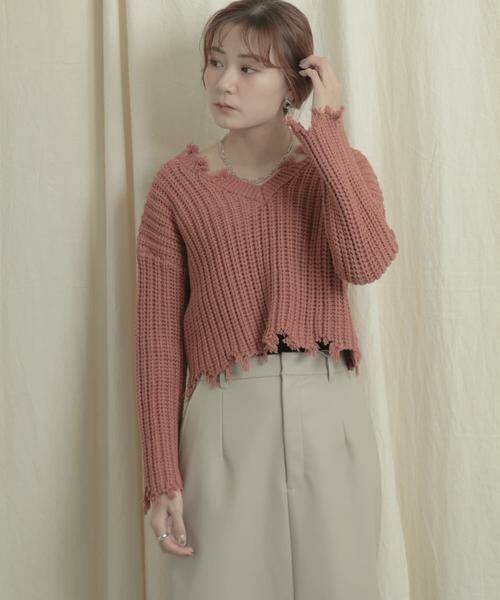 SENSE OF PLACE by URBAN RESEARCH / センスオブプレイス バイ アーバンリサーチ ニット・セーター | 2WAYダメージショートセーター | 詳細1