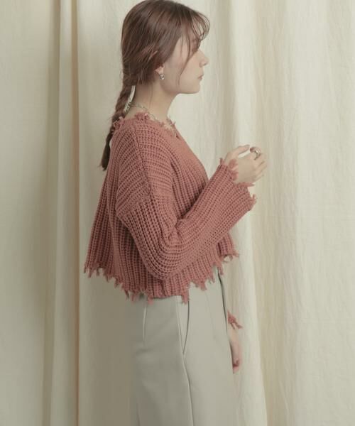 SENSE OF PLACE by URBAN RESEARCH / センスオブプレイス バイ アーバンリサーチ ニット・セーター | 2WAYダメージショートセーター | 詳細3