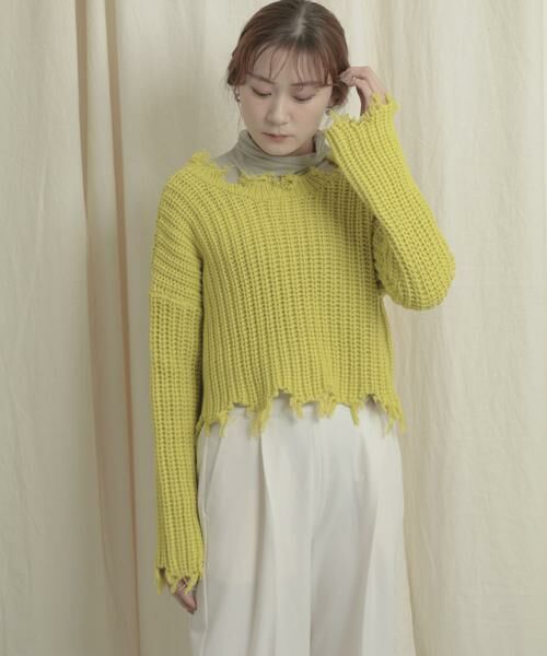 SENSE OF PLACE by URBAN RESEARCH / センスオブプレイス バイ アーバンリサーチ ニット・セーター | 2WAYダメージショートセーター | 詳細15