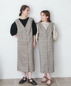 SENSE OF PLACE by URBAN RESEARCH / センスオブプレイス バイ アーバンリサーチ ワンピース | 『One-C/低身長向けサイズ展開あり』チェックフロントボタンジャンパースカート