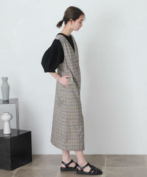 SENSE OF PLACE by URBAN RESEARCH / センスオブプレイス バイ アーバンリサーチ ワンピース | 『One-C/低身長向けサイズ展開あり』チェックフロントボタンジャンパースカート | 詳細12