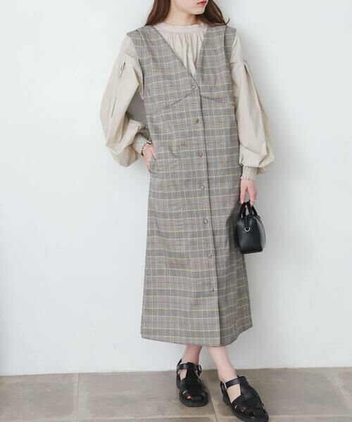 SENSE OF PLACE by URBAN RESEARCH / センスオブプレイス バイ アーバンリサーチ ワンピース | 『One-C/低身長向けサイズ展開あり』チェックフロントボタンジャンパースカート | 詳細2