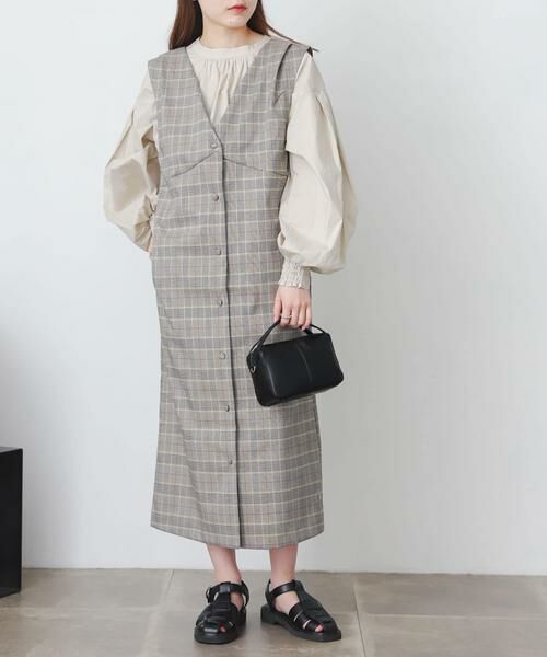 SENSE OF PLACE by URBAN RESEARCH / センスオブプレイス バイ アーバンリサーチ ワンピース | 『One-C/低身長向けサイズ展開あり』チェックフロントボタンジャンパースカート | 詳細3