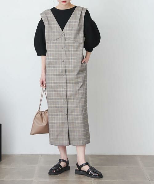 SENSE OF PLACE by URBAN RESEARCH / センスオブプレイス バイ アーバンリサーチ ワンピース | 『One-C/低身長向けサイズ展開あり』チェックフロントボタンジャンパースカート | 詳細7