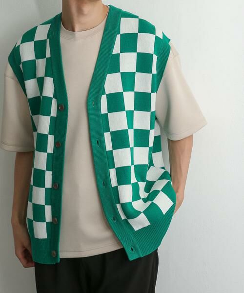 SENSE OF PLACE by URBAN RESEARCH / センスオブプレイス バイ アーバンリサーチ ベスト | ブロックチェックカーディガンニットベスト | 詳細1
