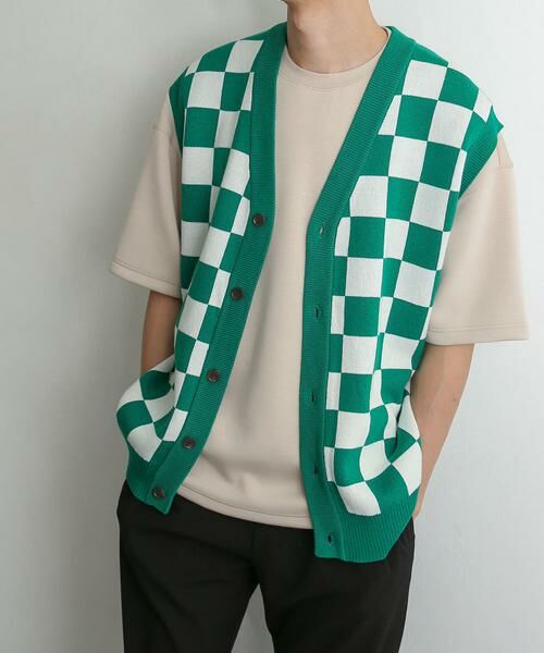 SENSE OF PLACE by URBAN RESEARCH / センスオブプレイス バイ アーバンリサーチ ベスト | ブロックチェックカーディガンニットベスト | 詳細2